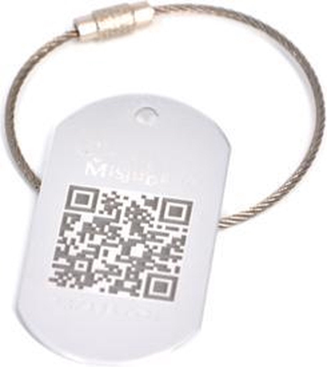Kofferlabel Aluminium metaal met RVS kabel