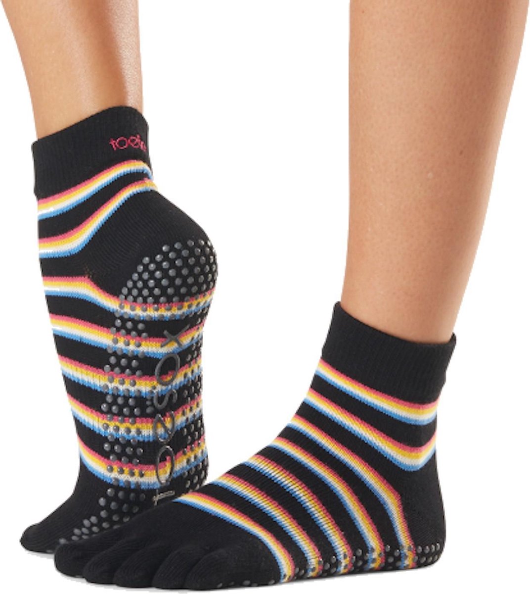 Toesox Ankle Grip Socks teensokken - Wit/Rose/Aqua - 39-42
