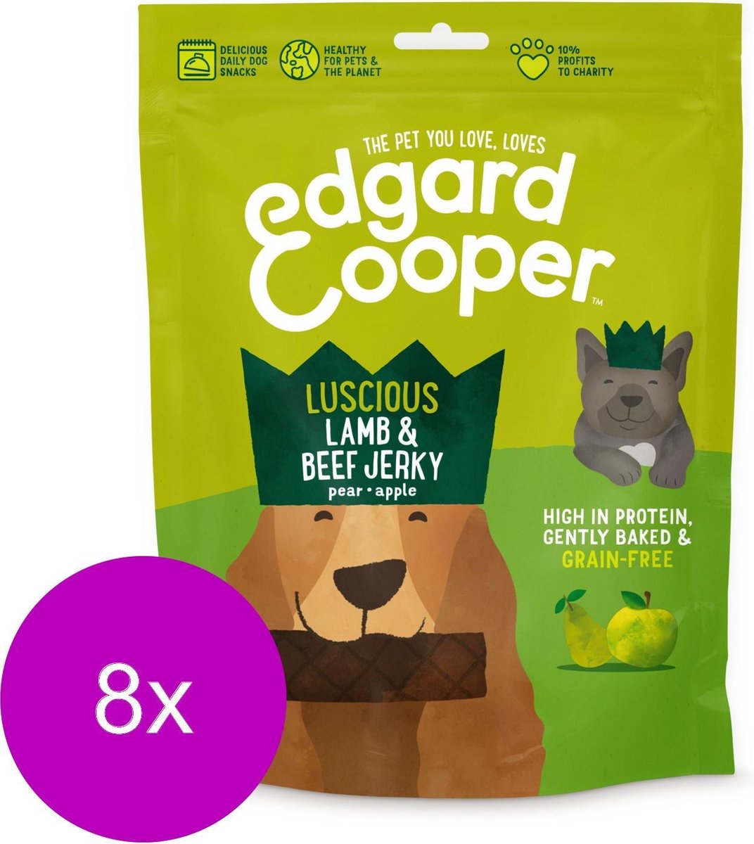 Edgard & Cooper Lam & Rund Jerky - Hondensnack - 8 x 150g