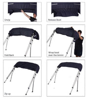 Blauwe 2 BOOG BIMINITOP PRO DELUXE - OCEANSOUTH - Breedte: 130 - 150 cm
