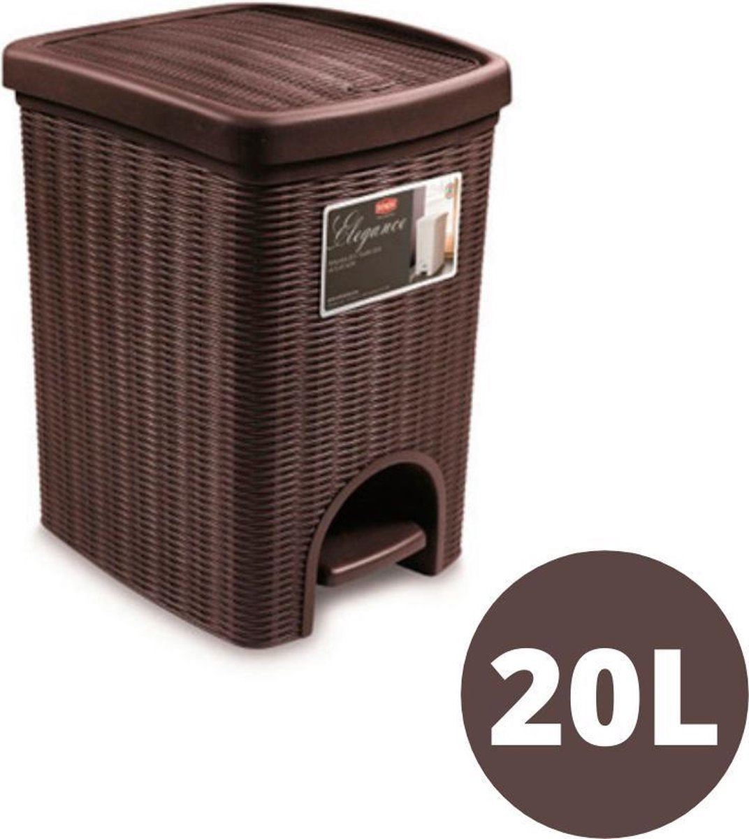 YILTEX – Vuilnisbak / Vuilnisbak Afvalscheiding / Afvalscheiding / Prullenbak Afvalscheiding / Prullenmand / Badkamer Accessoires – Met Pedaal – 20l – Donker Bruin