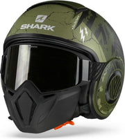 Shark Street Drak Crower Mat Groen Zwart Groen Gkg Jethelm - Motorhelm - Maat S