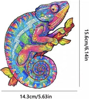 Houten Puzzel volwassenen| puzzels wooden puzzle| Legpuzzel 100 stukjes | 3D chameleon A5