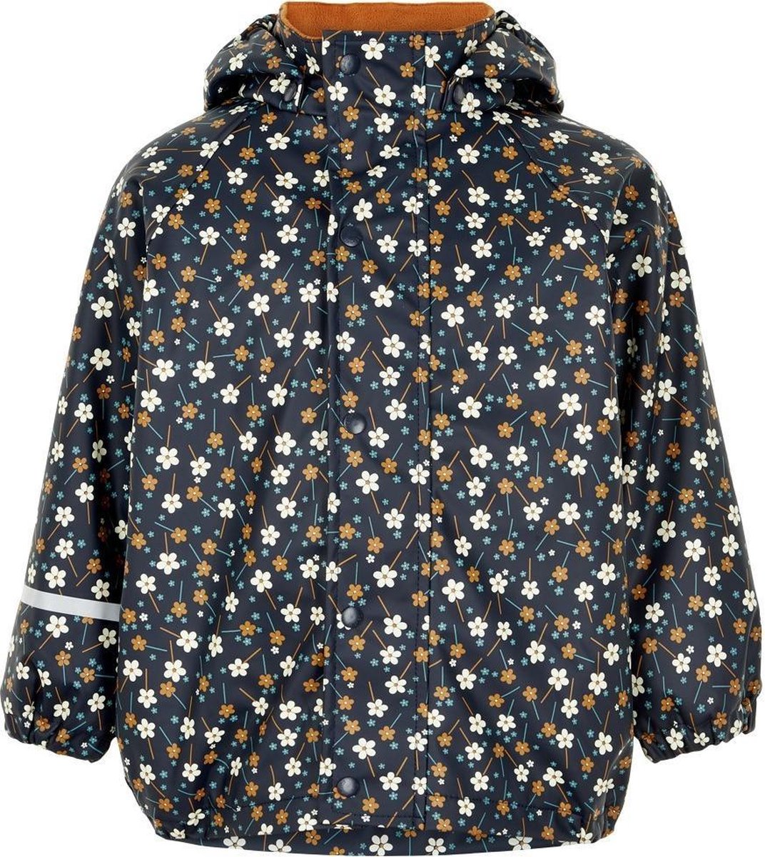 CeLaVi - Regenjas met fleece voor meisjes - Bloemen - Donkerblauw - maat 80 (80-86cm)