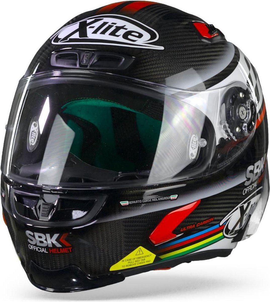 X-Lite X-803 RS Ultra Carbon Sbk 12 Carbon Black White Red  Integraalhelm - Motorhelm - Maat XL