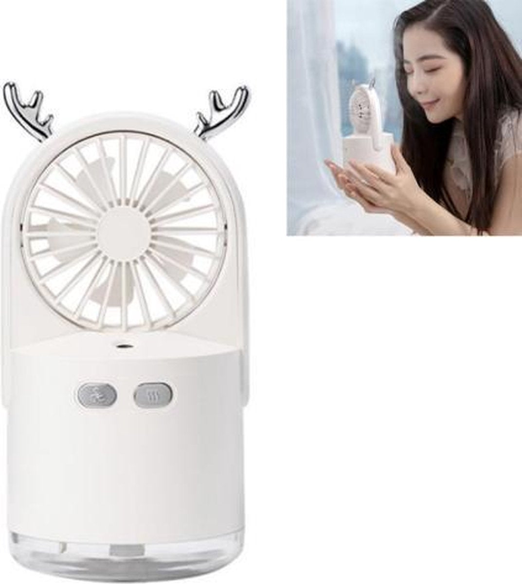 Binnen Leuke Creatieve Desktop Luchtbevochtiger Watermeter Koeling Mini Herten Spray Ventilator (Wit)