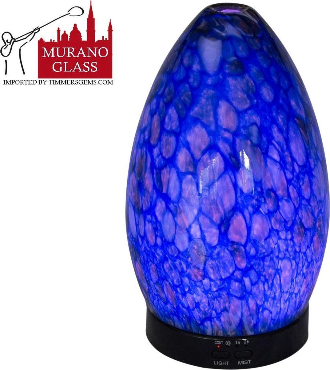 Aroma Diffuser 2021 "Murano Glass Olive" LED diffuser en sfeerverlichting met adapter.