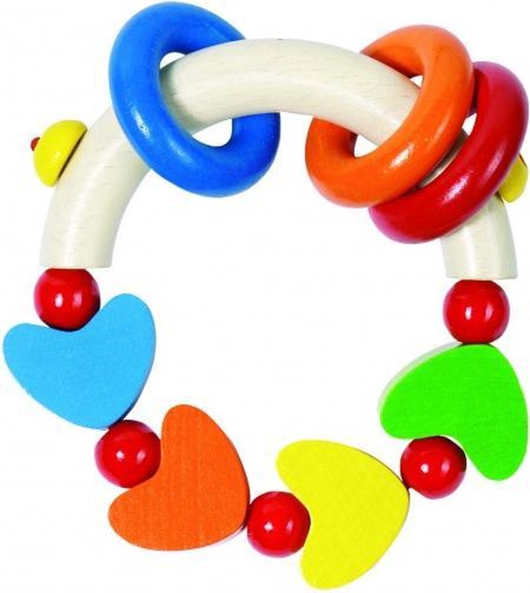 Heimess Bijtring Rond Regenboog Hartjes 10 Cm
