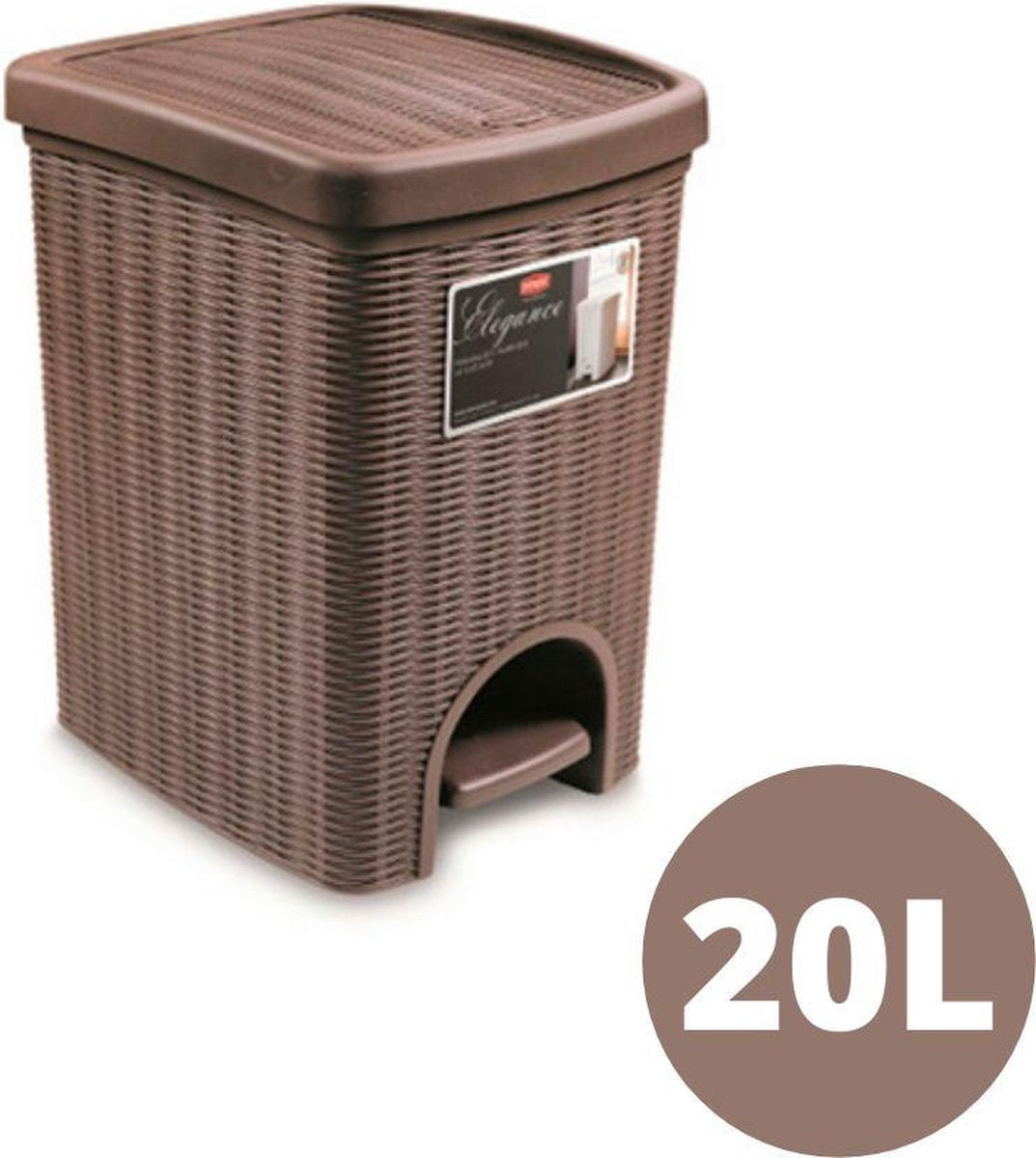 YILTEX – Vuilnisbak / Vuilnisbak Afvalscheiding / Afvalscheiding / Prullenbak Afvalscheiding / Prullenmand / Badkamer Accessoires – Met Pedaal – 20l – Licht Bruin