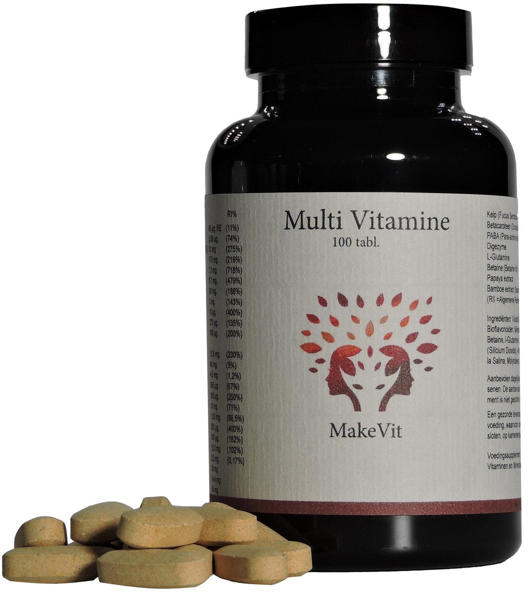 MakeVit Multi Vitamine - 100 tabletten - Vitamine A+B+Complex+C+D+E - IJzer - Selenium - Zink