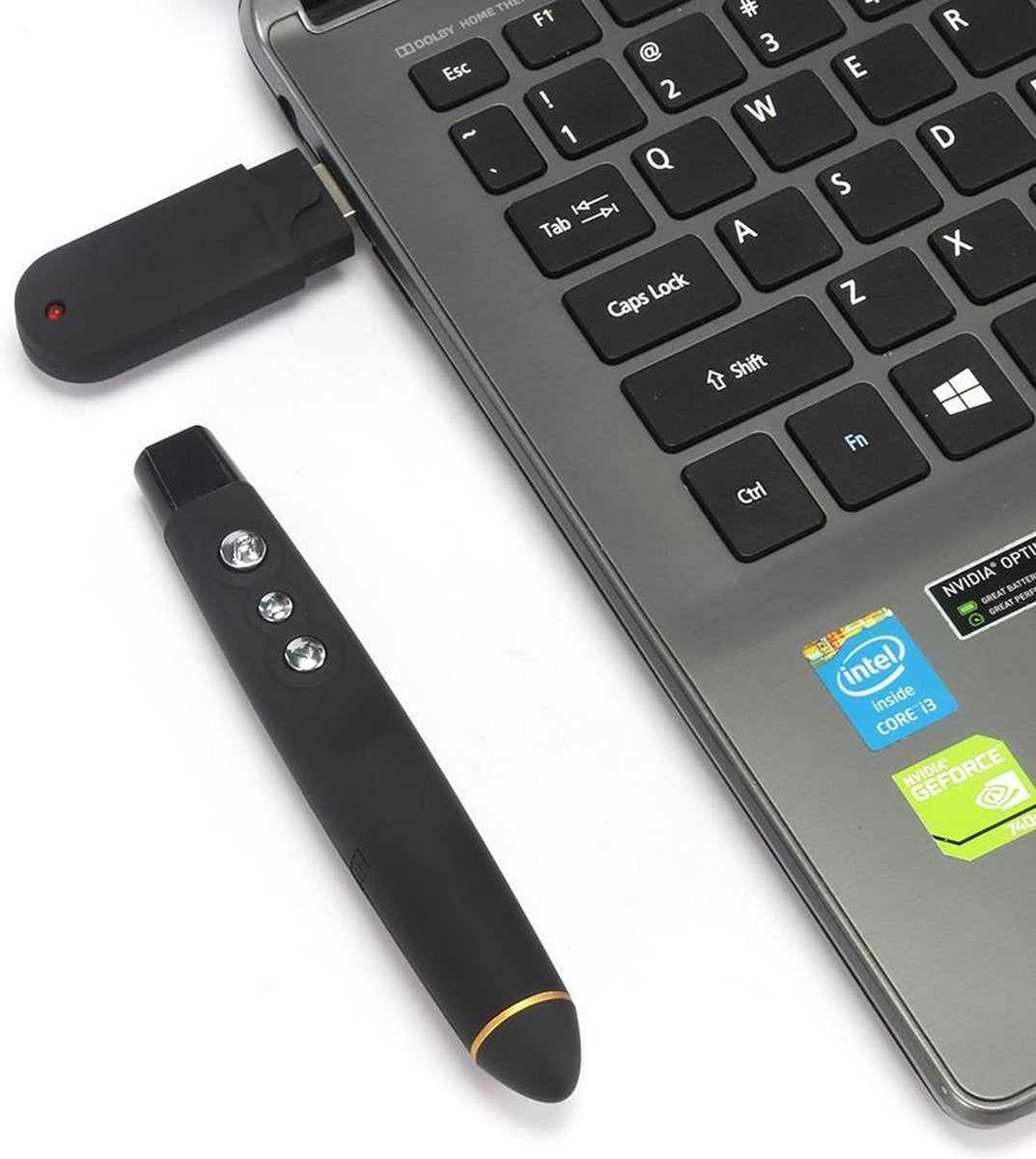 Presenter Met 15M Laser Pointer - Draadloos en Werkt Met Alle USB Apparaten - Lichtgewicht Presenteer Apparaat