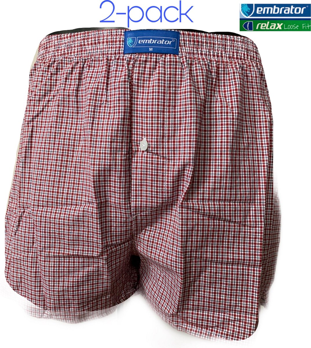 Embrator 2-pack mannen Boxershort geweven katoen rood maat 2XL