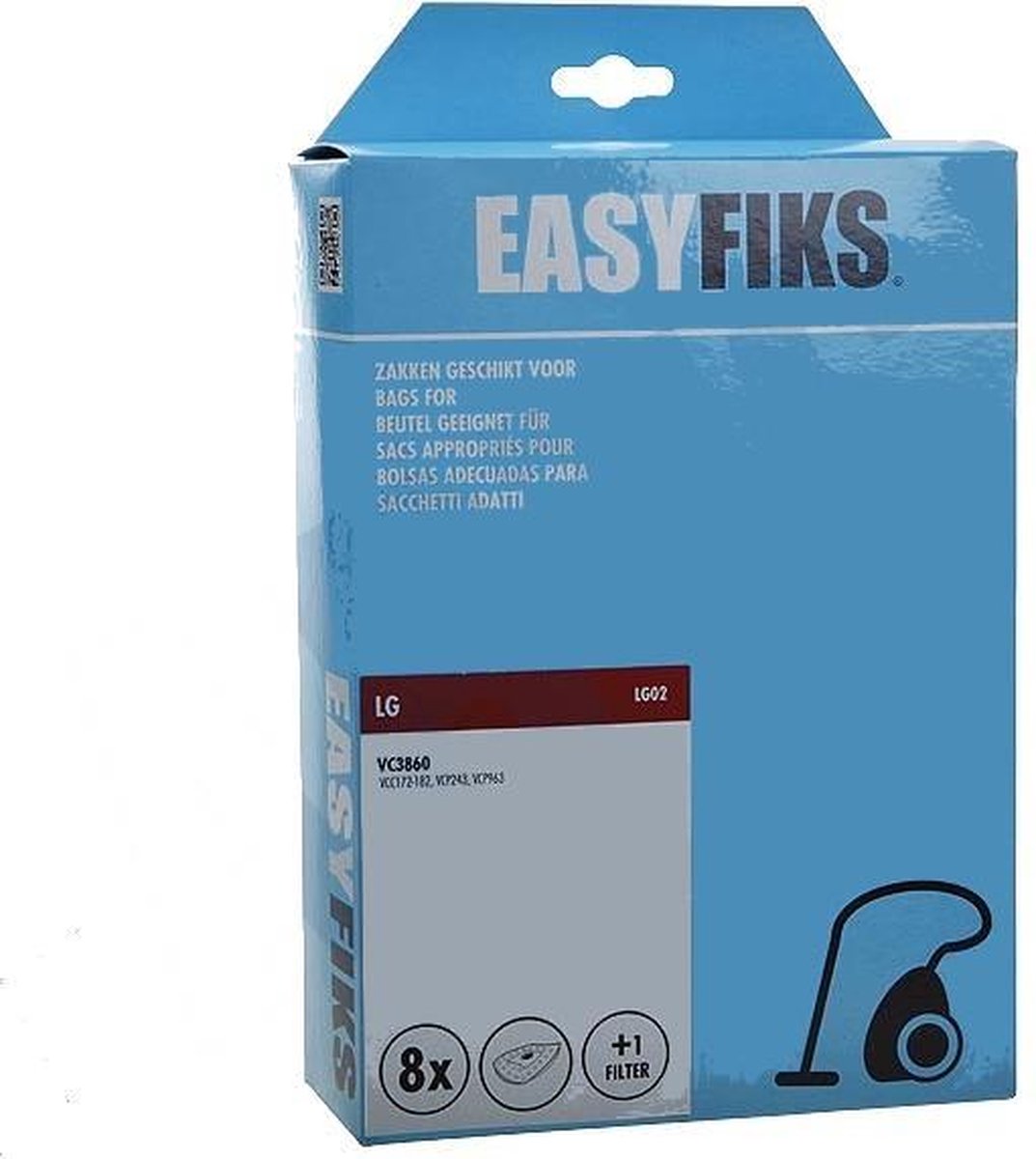 Easyfiks Stofzuigerzak Micro Fleece 8 stuks Nw Stijl LG VC3860 VCP243