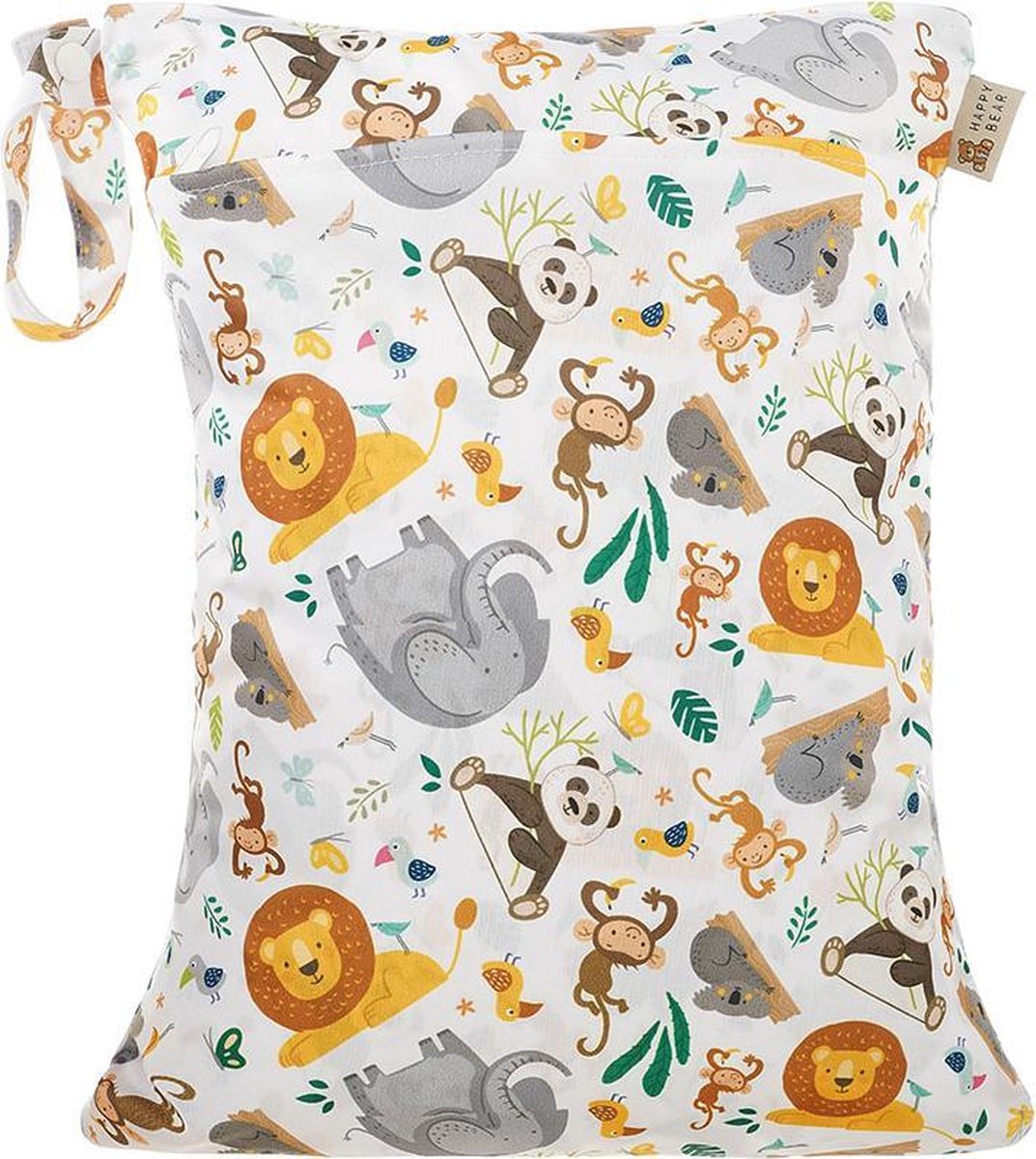 HappyBear Wetbag - Wilde Dieren | Waterdichte opbergtas - luiers - 2 vakken - 30cm x 40cm
