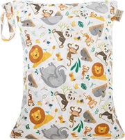 HappyBear Wetbag - Wilde Dieren | Waterdichte opbergtas - luiers - 2 vakken - 30cm x 40cm