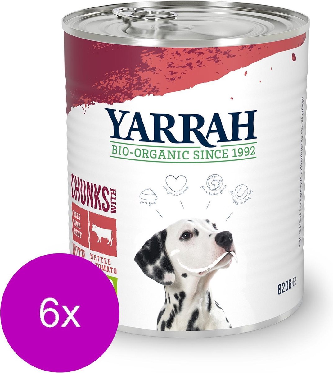 Yarrah Bio Blik Brokjes In Saus - Rund - Hondenvoer - 6 x 405 g