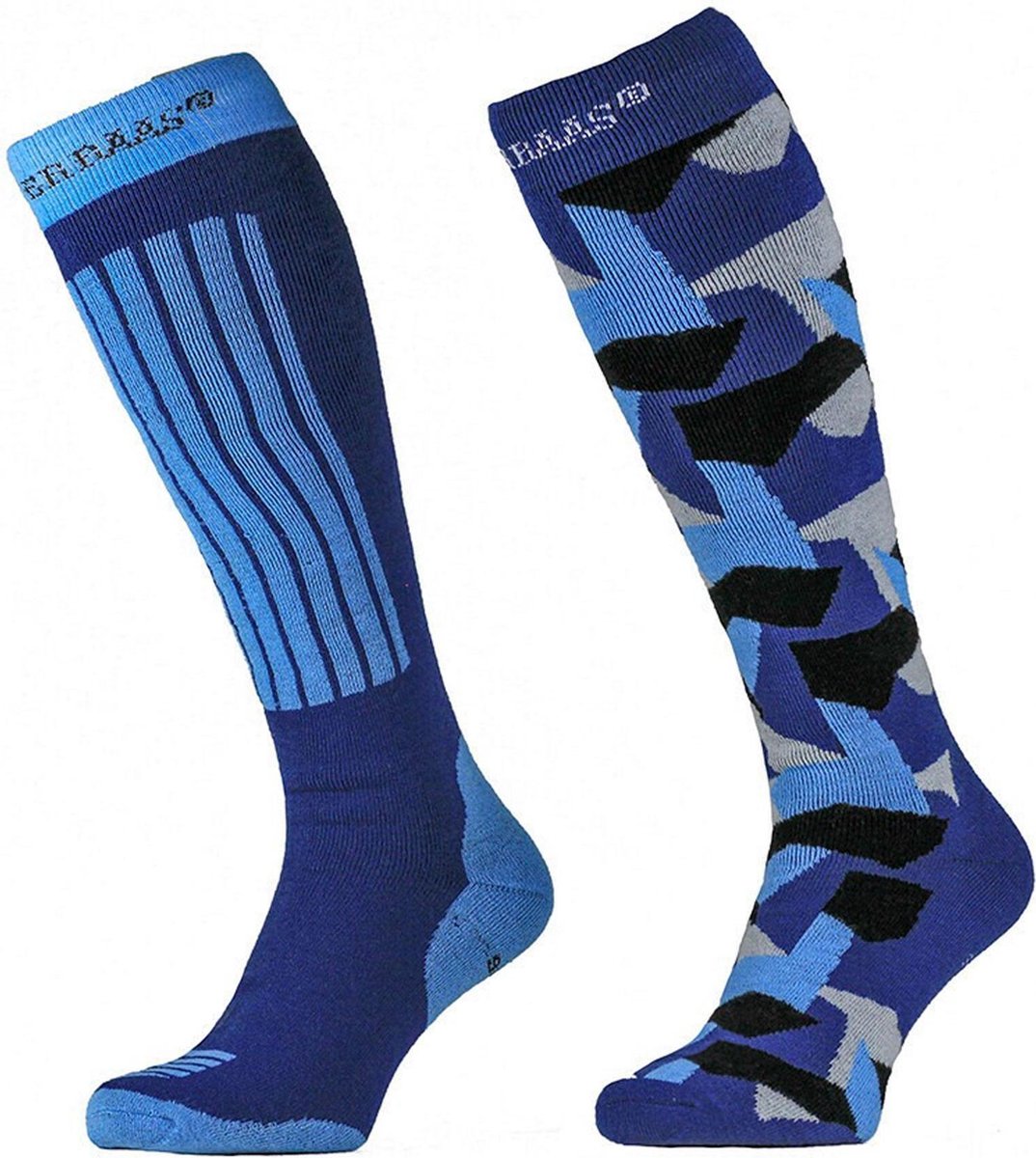 Poederbaas Wintersportsokken - Maat 35-38 - Unisex - blauw/grijs/zwart