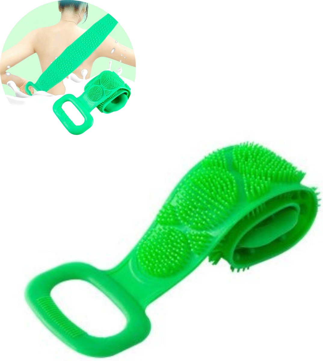 HMerch™ Ergonomische Rug Scrubber - 70 cm - Groen - Scrub Douche - Rug Borstel - Loofah - Rug Schrobber - Doucheborstel - Rugborstel