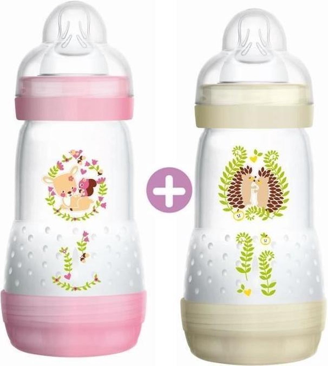 MAM Anti-Colic Easy Start-fles - 260 ml - 0 tot 6 maanden - Flow speen 2 - verpakking van 2 - meisje