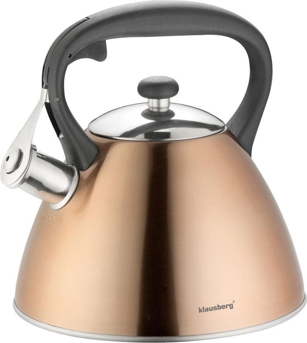 Klausberg Fluitketel - koperkleur- 3L - RVS