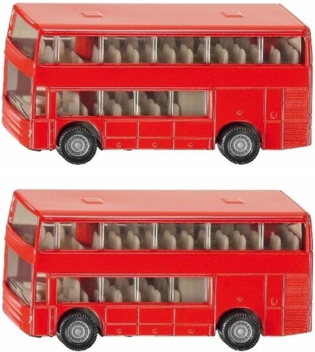 Set van 2x stuks siku Dubbeldekker bussen speelgoed modelauto 10 cm