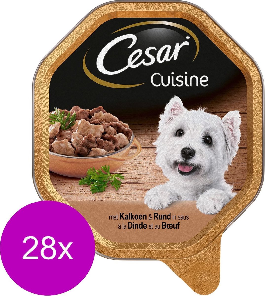 Cesar Alu Cuisine - Kalkoen&Rund - Hondenvoer - 28 x 150 g