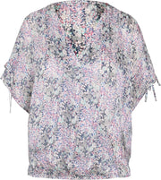 Cassis - Wikkelblouse met bloemenprint - Blauw