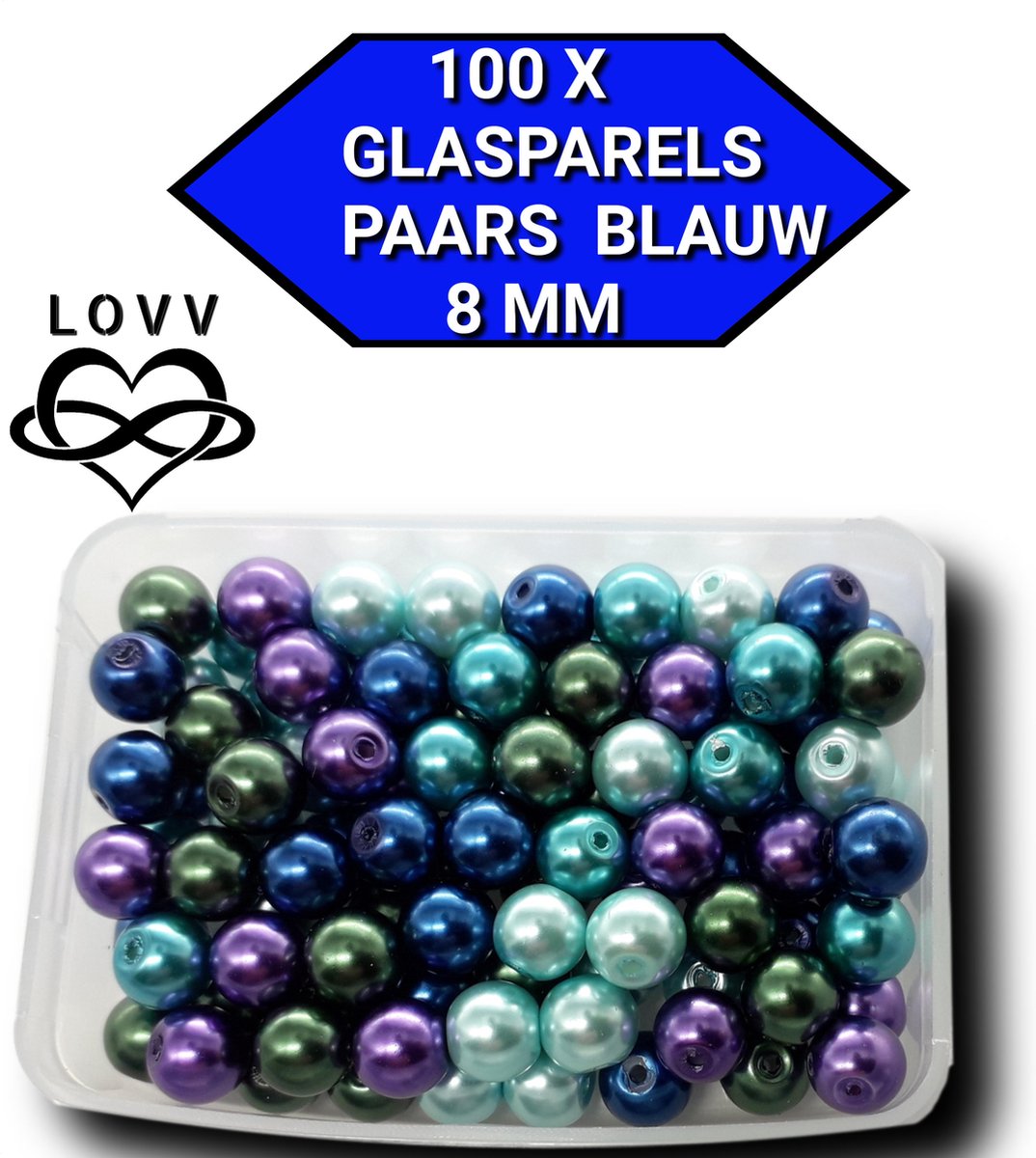 Kralen -Sieraden Maken- 100 Glaskralen-8mm