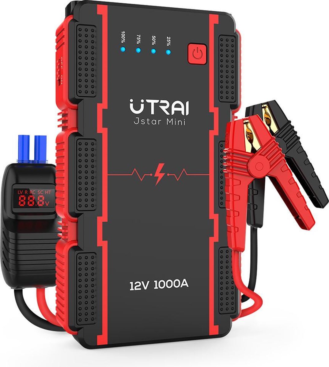 Utrai Jumpstarter Alles-in-1 - Met Smart Startkabels - 1000A piek - 12V - Starthulp - Startbooster -