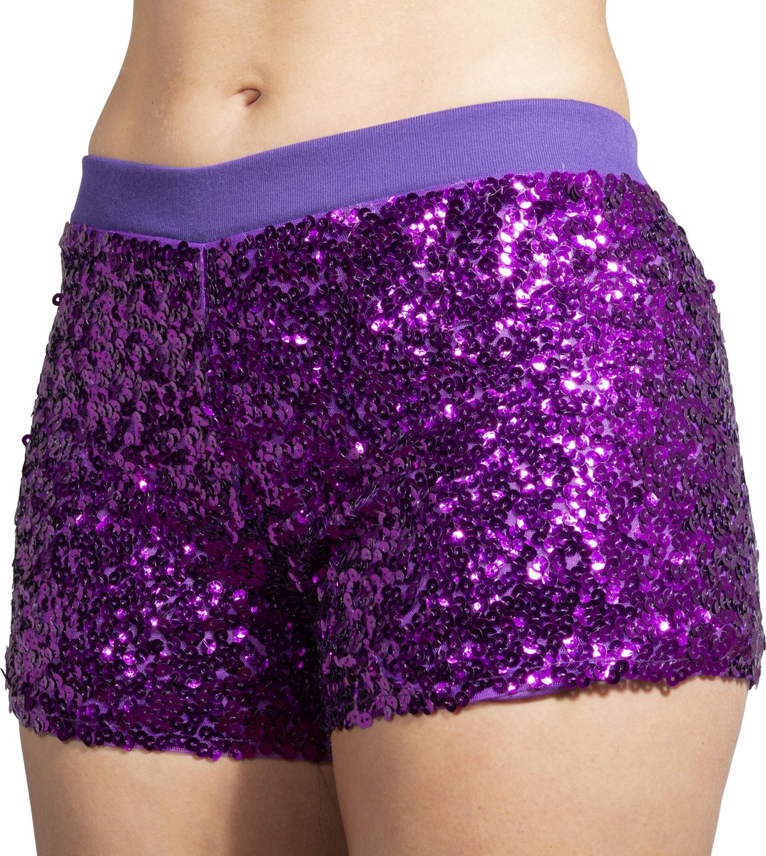 Hotpants pailletten paars