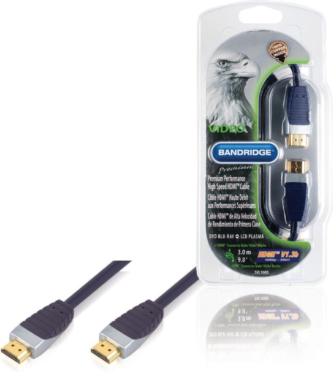 Bandridge SVL1003 HDMI kabel 3 m HDMI Type A (Standaard) Zwart
