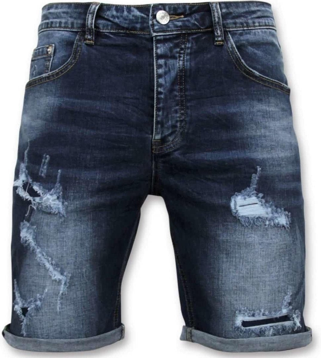 Enos Korte Broek Heren - Jeans Short - 9082 - Blauw - Maten: 28