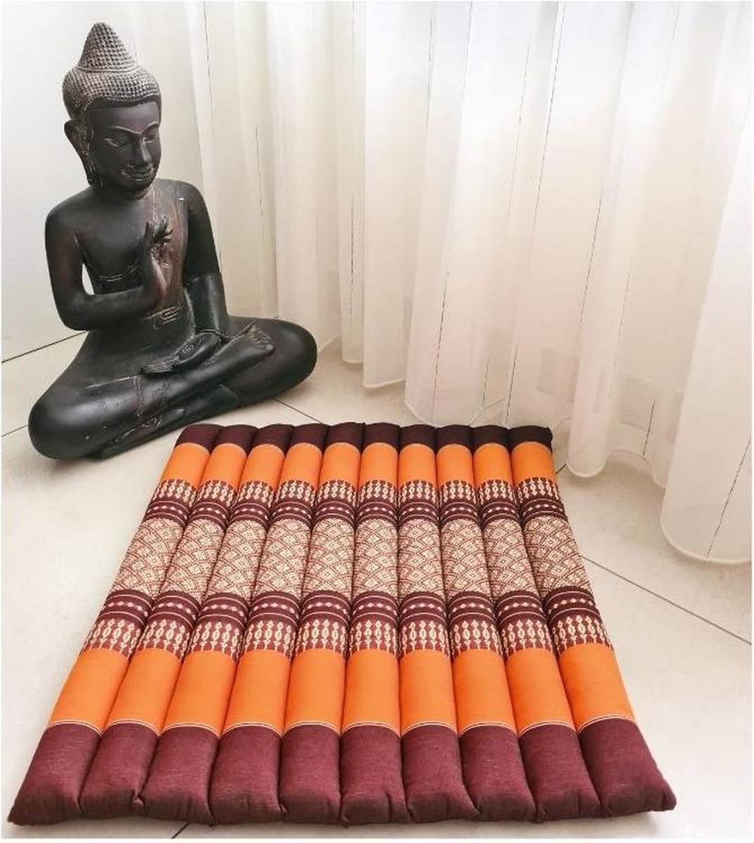 Meditatiemat – Yogamat – meditatiemat vierkant - Vierkant matje – Thais matje – 50x50x4 cm - Oranje
