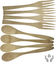 green-goose® Bamboe Bestekset | 4 x Lepel en 4 x Vork | 15 cm | 8 Stuks Bestek | Herbruikbaar Bestek