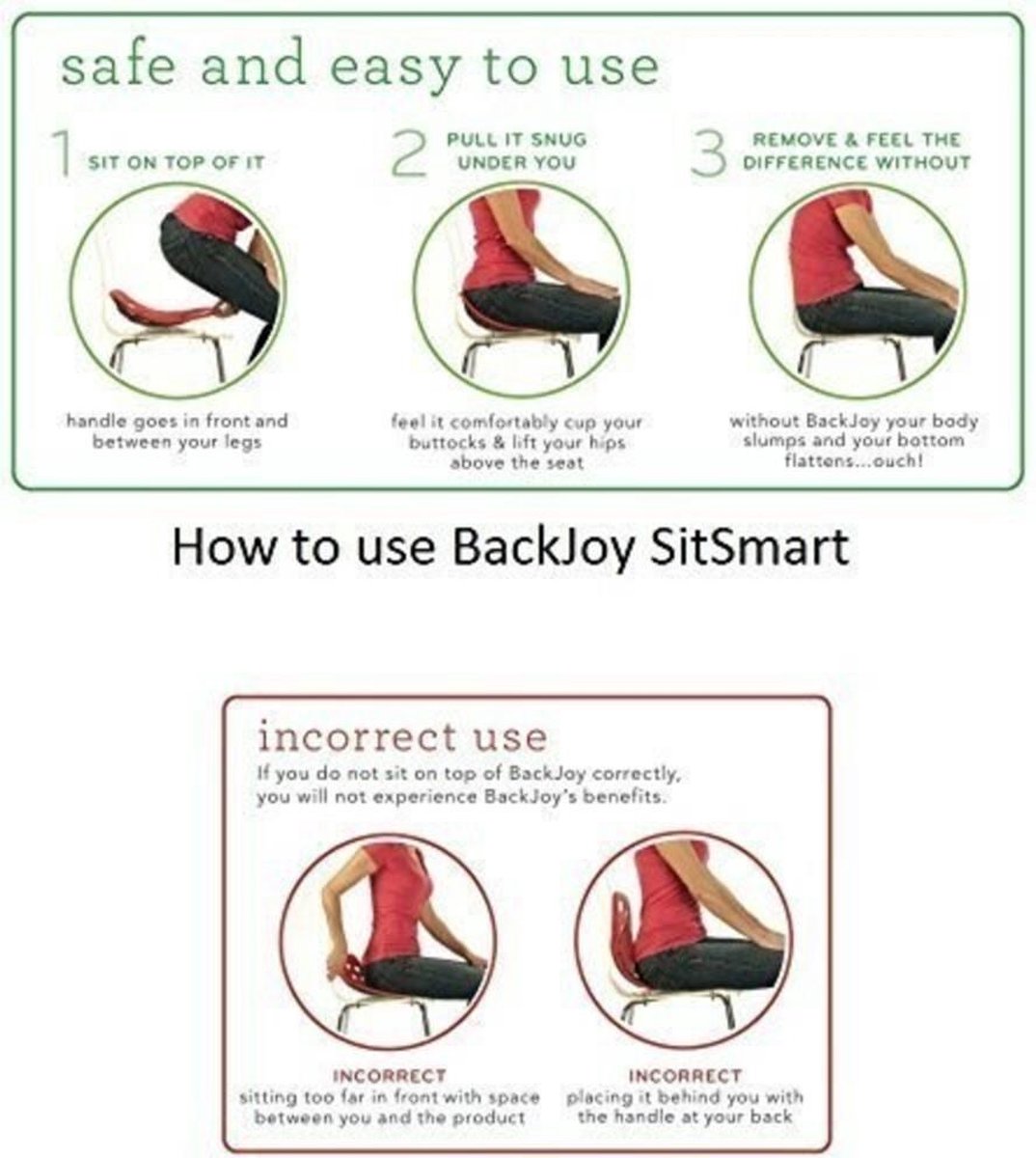 Backjoy SitSmart Posture Plus Rood - Rugsteun Zithouding Bureaustoel Auto - Rugpijn Onderrug