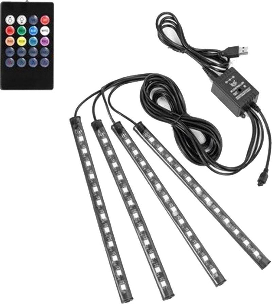 HBKS LED Autoverlichting  met Afstandbediening - Ledstrips - Binnen Verlichting Auto - USB