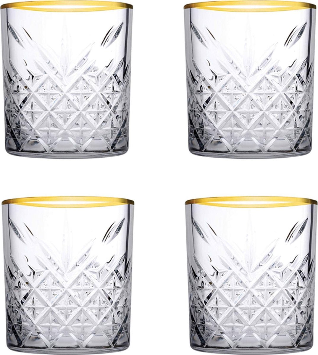 Pasabahce Waterglas met gouden rand Timeless 35.5 cl - Transparant Goud 4 stuk(s)