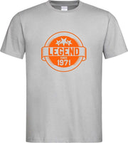 Grijs T-Shirt met “ Legend sinds 1971 “ print Oranje  Size M