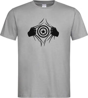 Grijs T Shirt met  " Captain America " print Zwart size XXL