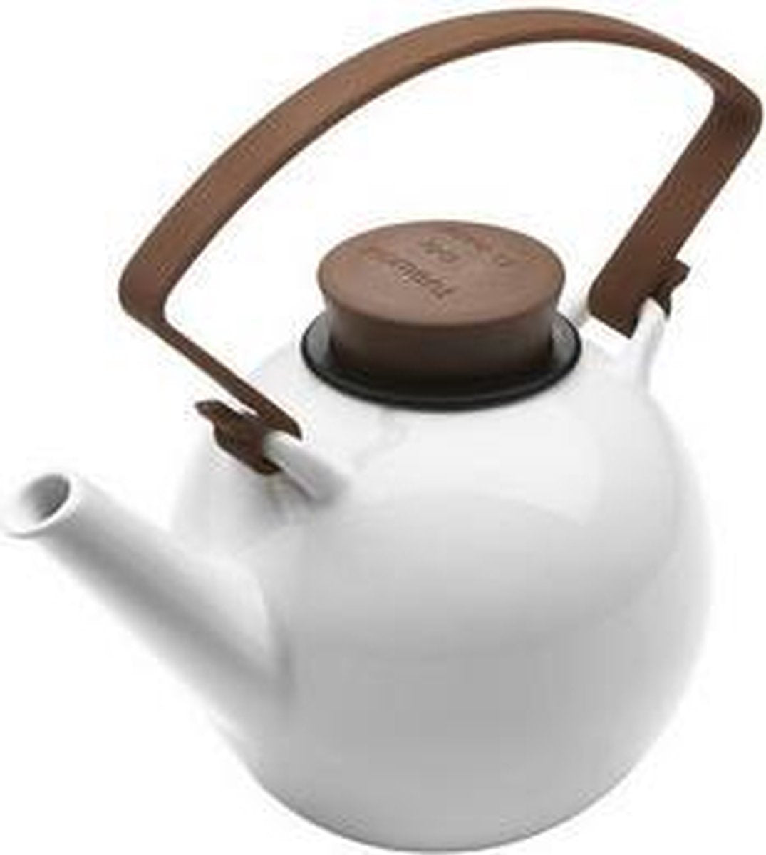 Qdo Theepot Porselein - Rond - Met Clip handvat - 1 liter -  Bruin