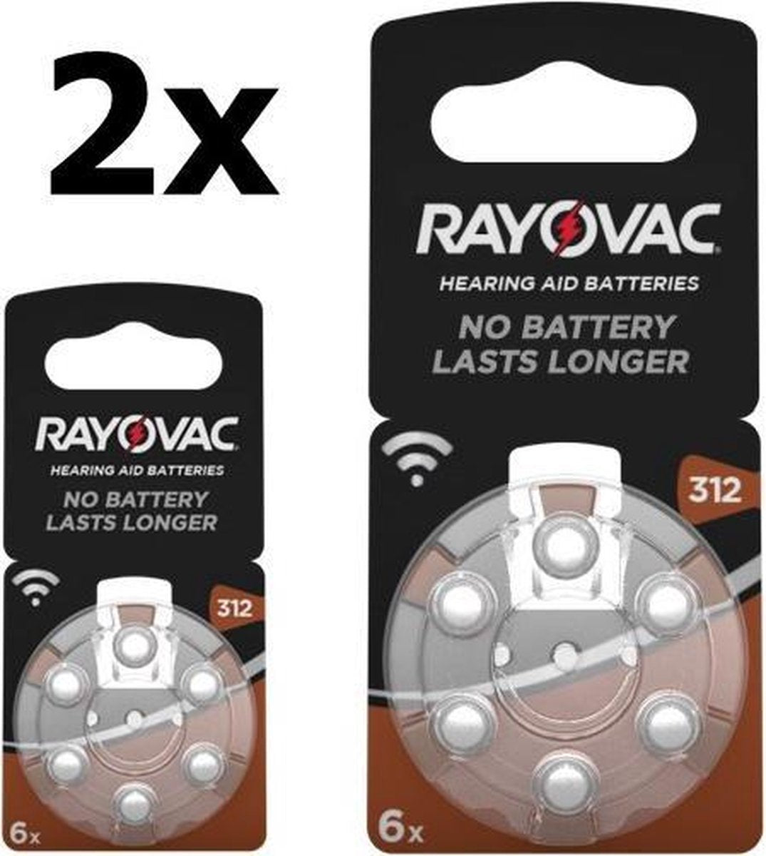 12 Stuks (2 Blister a 6st) Rayovac Acoustic HA312 / 312 / PR41 / ZL3 180mAh 1.4V gehoorapparaat batterij
