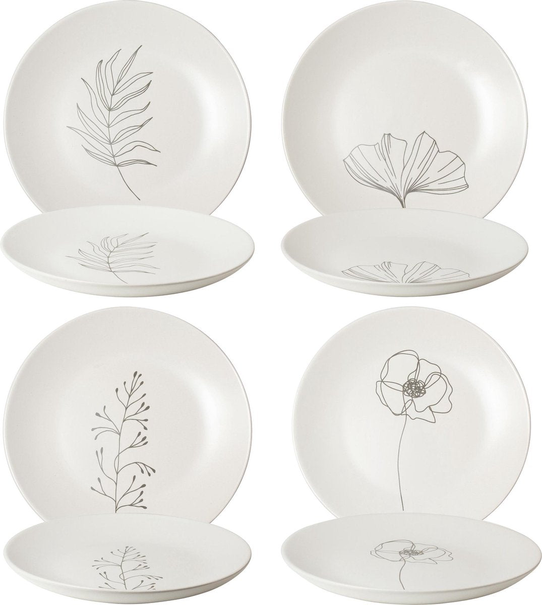 Gusta bordenset Ø20 cm bloem - 4 stuks