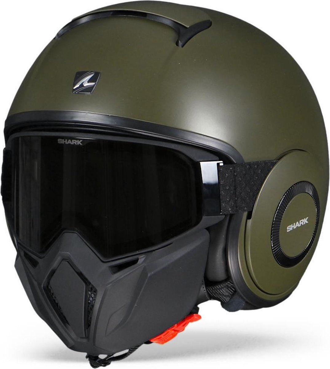 Shark Street Drak Blank Gma Mat Groen Jethelm - Motorhelm - Maat L