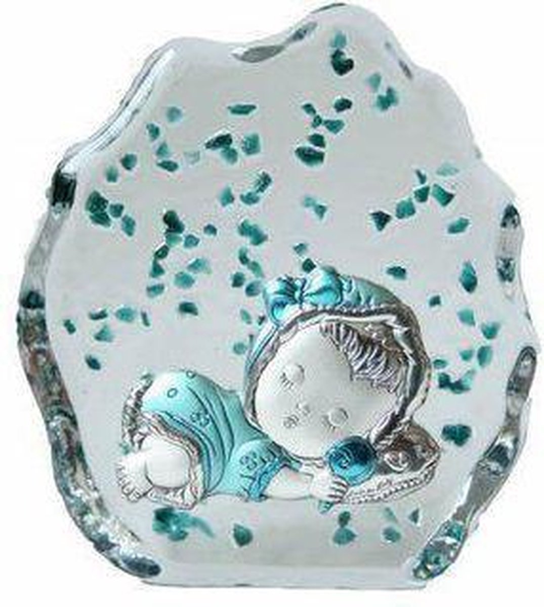 Kraamcadeau Kristal en Zilver H12 cm Geboortecadeau.