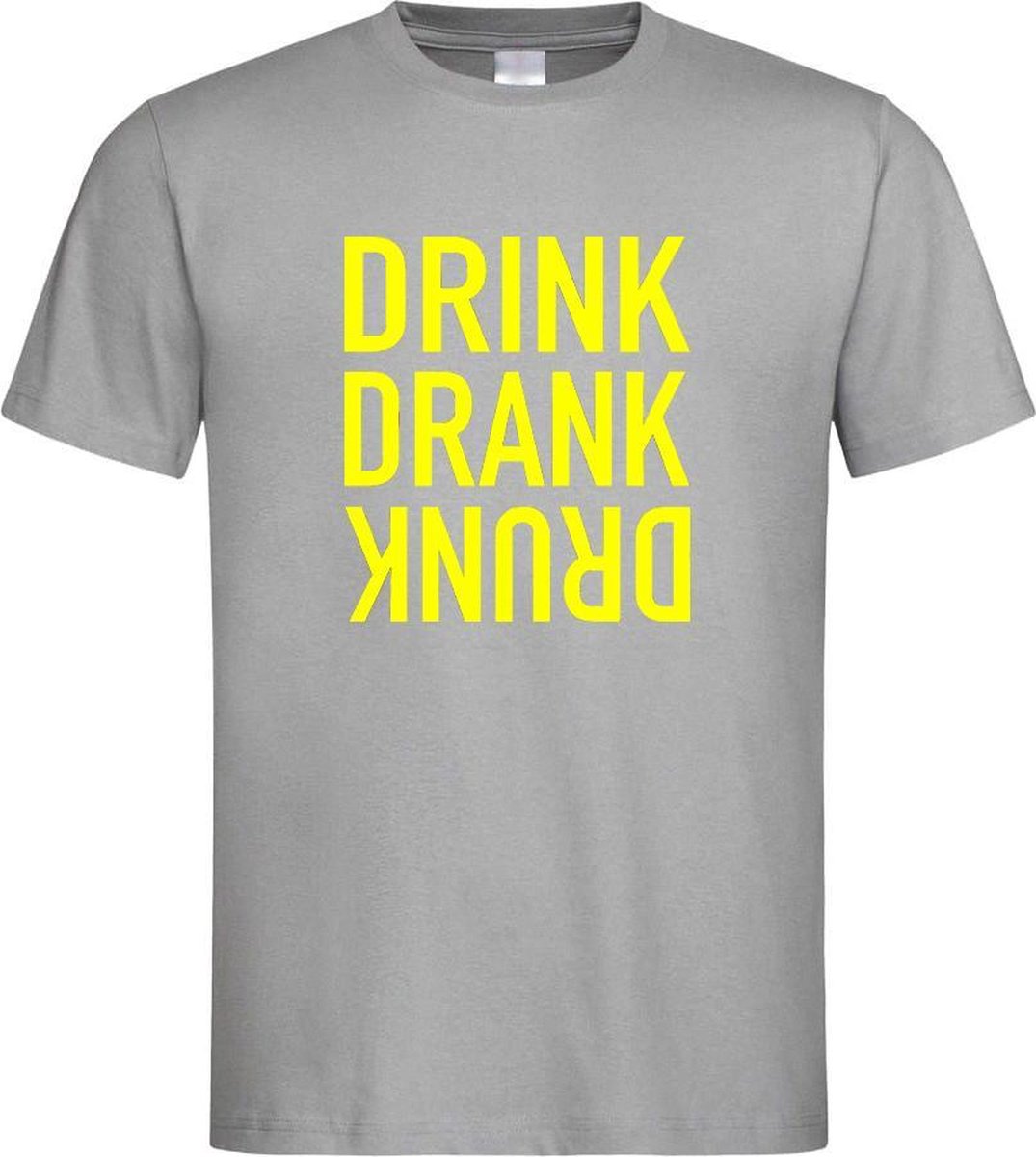 Grijs Fun T-Shirt met “ Drink. Drank