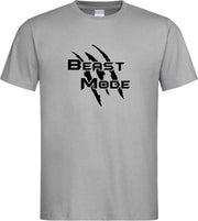 Grijs T shirt met  " Beast Mode " print Zwart size XXL