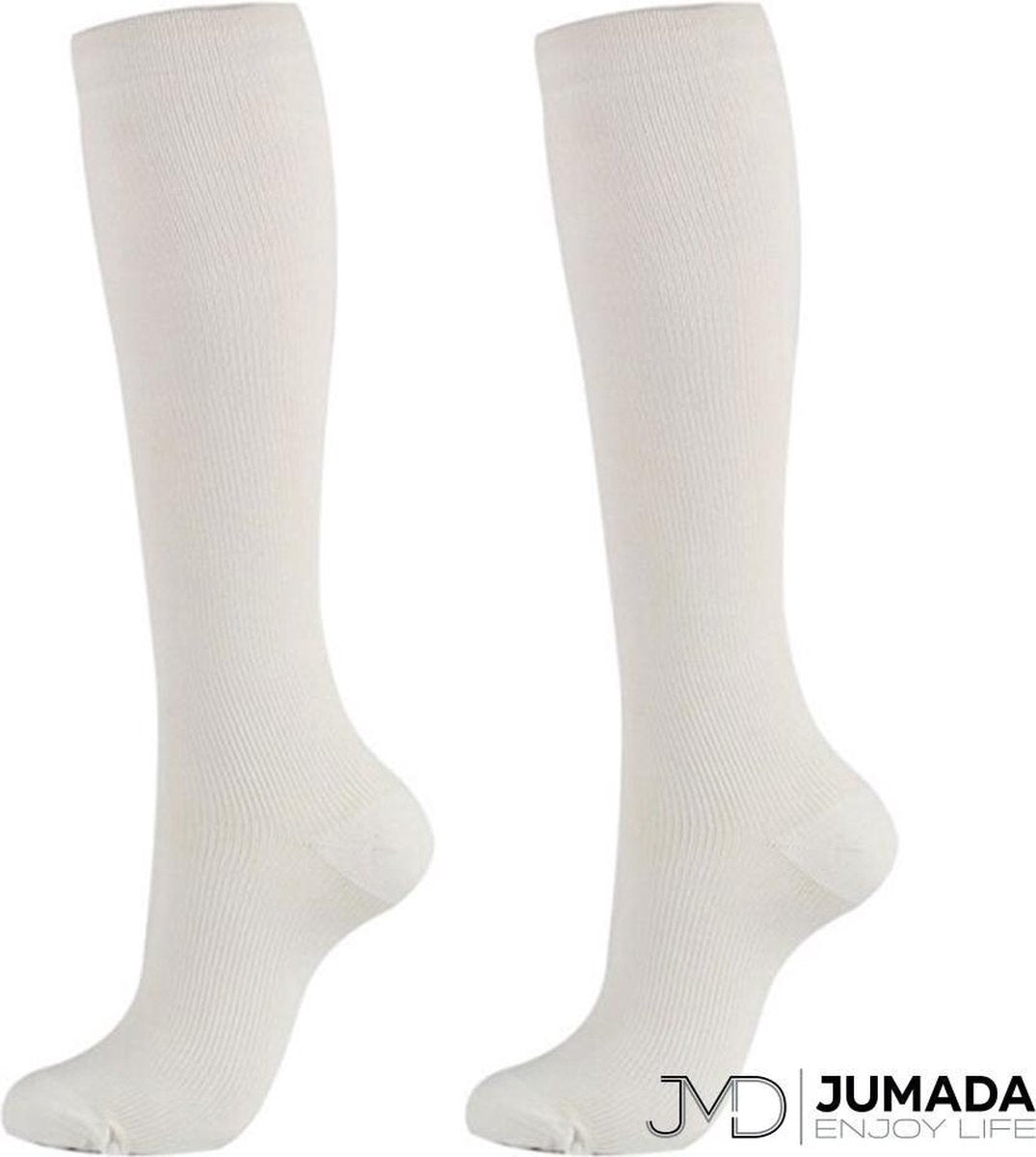 Jumada's Geweven Compressiekousen - Steunkousen - Reissokken - Elastisch - Unisex - Maat L/XL - Wit