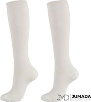 Jumada's Geweven Compressiekousen - Steunkousen - Reissokken - Elastisch - Unisex - Maat L/XL - Wit