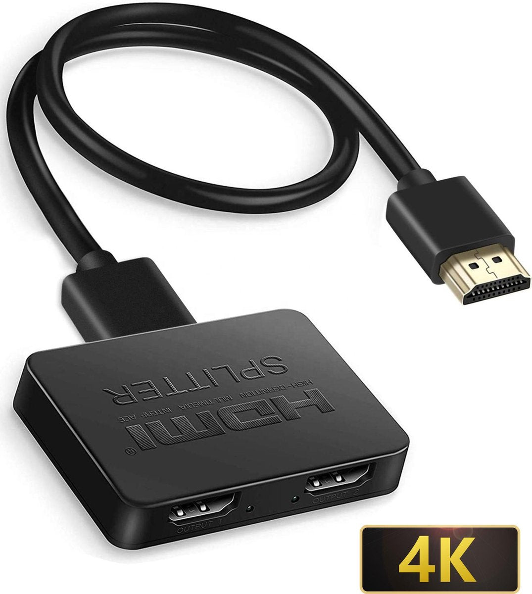 GoodsToUse HDMI Splitter – HDMI Switch – 1 Ingang 2 Uitgangen – 4K Resolutie – 1080 Pixels – Incl. USB-kabel