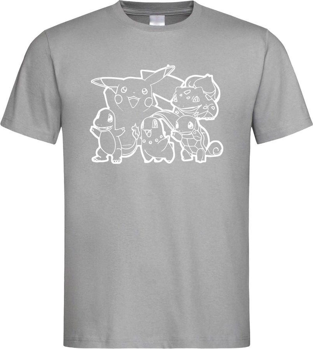 Grijs T-shirt ' Pokemon / Figuren ' Wit maat S